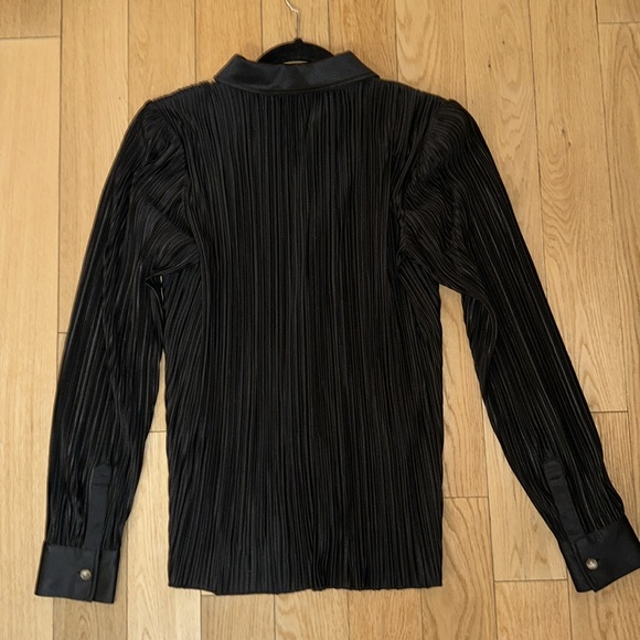 NWT Anine Bing Black Plissé Effect Button Up Shirt - Picture 9 of 9